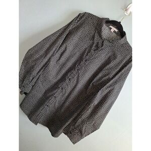 Women Within Button Up Shirt Women 1X 22/24 Black White Polka Dot Office Career